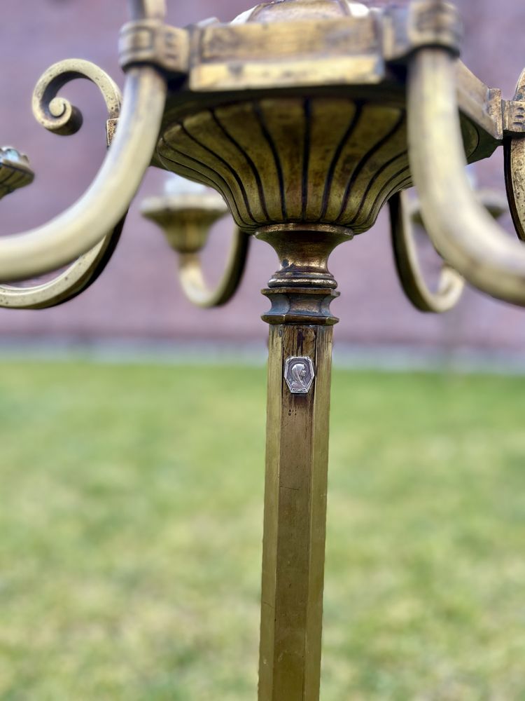 Veioza candelabru vechi din bronz masiv cu 6 brate