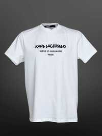 Автентична Karl Lagerfeld Бяла Тениска Черна БРОДЕРИЯ Unreleased-S M L