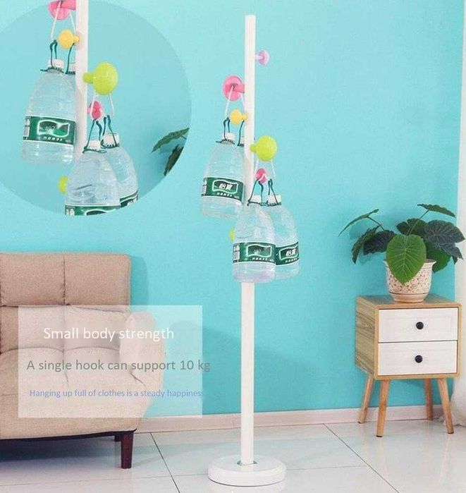 Cuier pentru haine, 7 carlige in forma de ciuperca, 167 x 30 cm