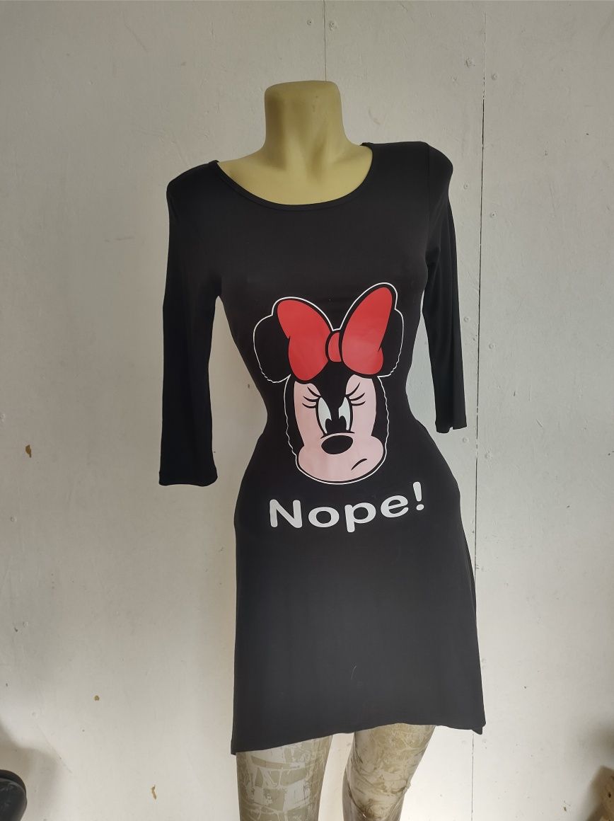 Rochie Minnie Nope viscosa elastica neagra scurta asimetrica S M L