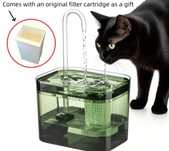 Fântână pt pisici transparent verde cu alimentare USB, filtru inclus