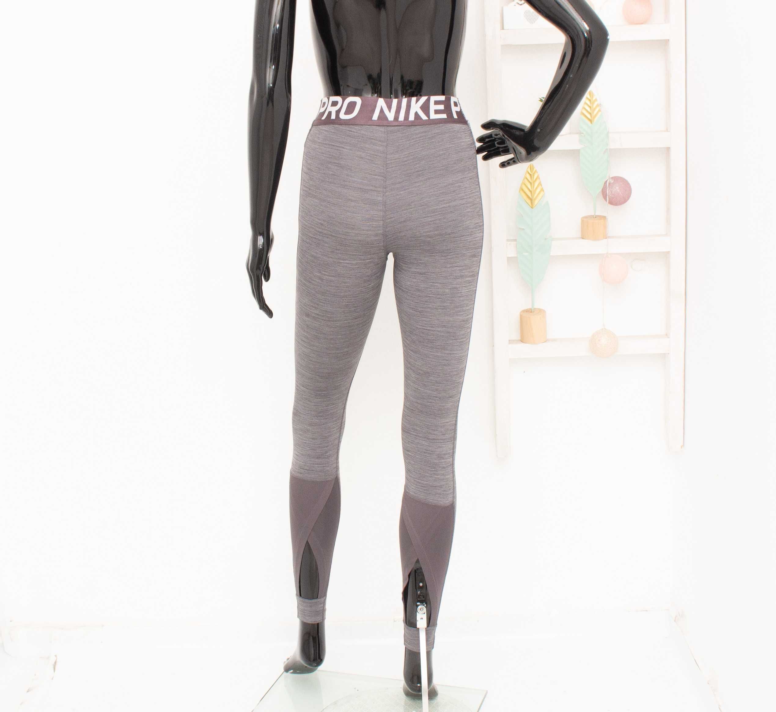 Nike Pro Оригинален дамски клин сив дълъг с мрежа S