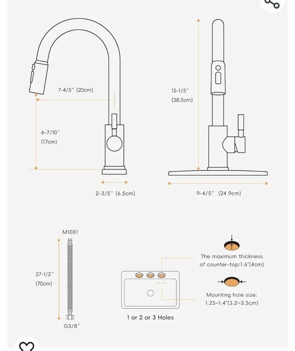 Baterie de bucatarie din nichel  cu pulverizator rabatabil