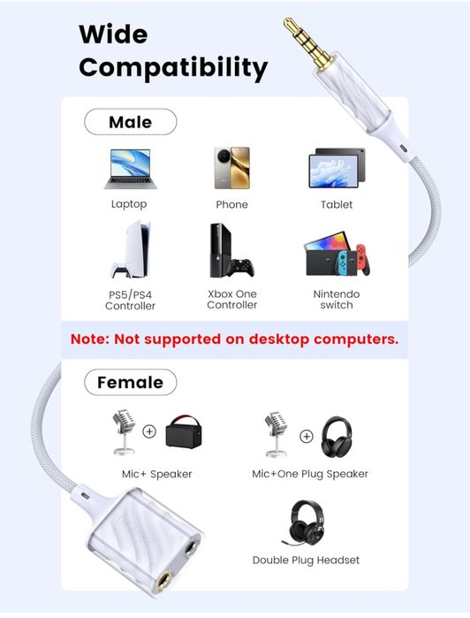 Adaptor pentru casti si micrfon splitter