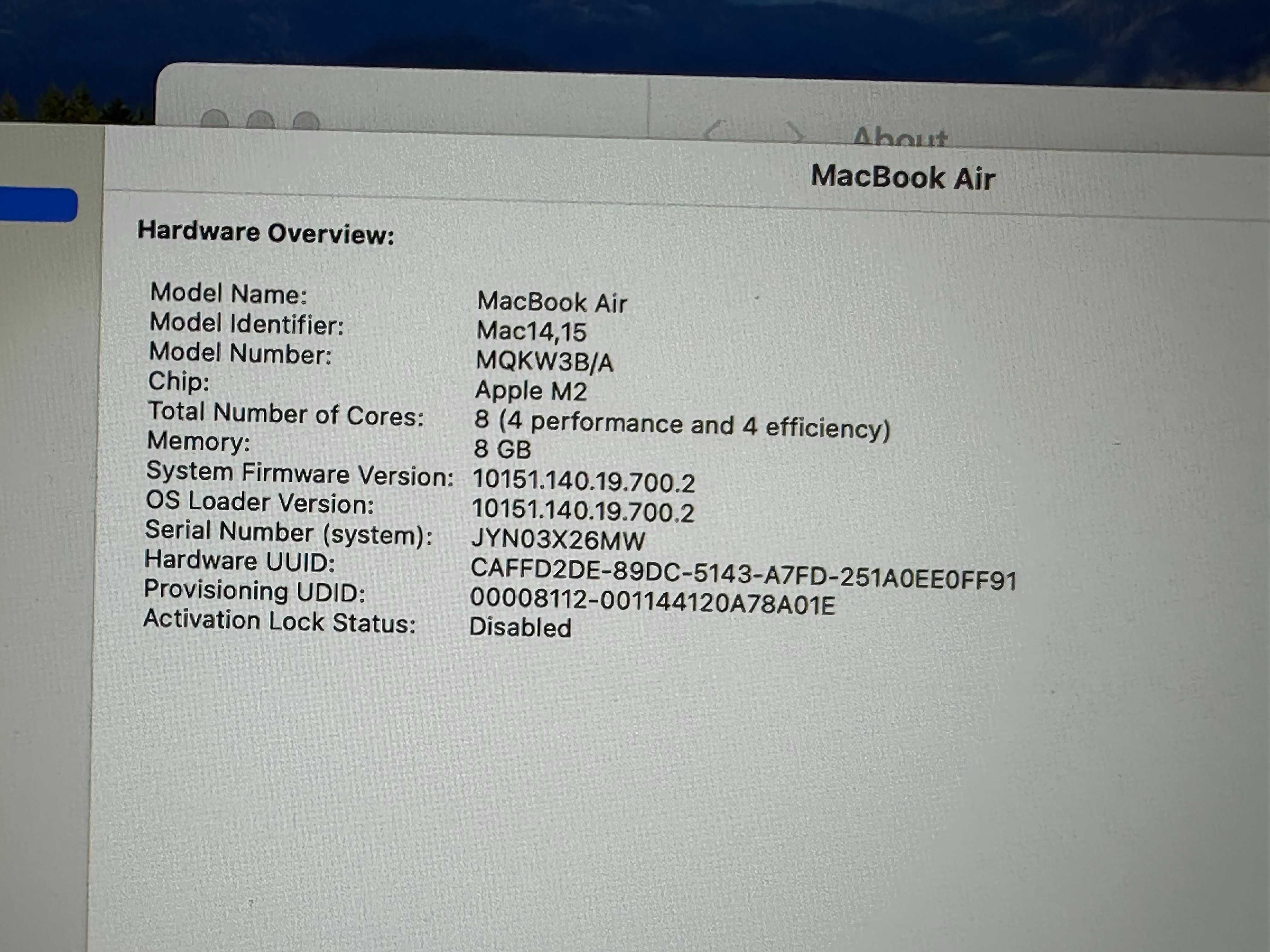 Apple Macbook Air A2941 M2 чип 15 инча 2023г