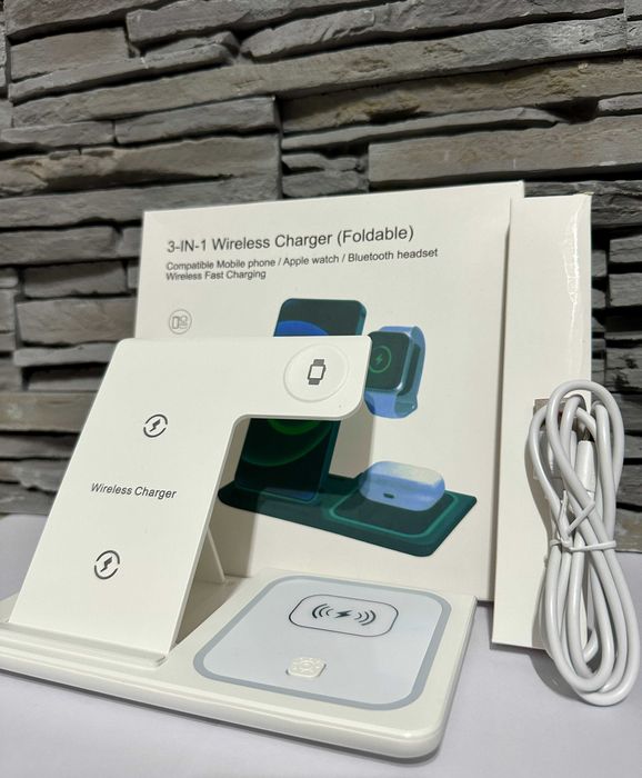 Statie incarcare wireless 3-in-1 (telefon + Apple Watch + casti)
