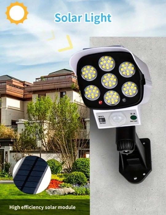 Соларна Лампа Камера с дистанционно 180W Мощност 77LED