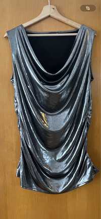 BODY FLIRT bluza/rochie ocazie/seara modelatoare  argintie lurex 44/46