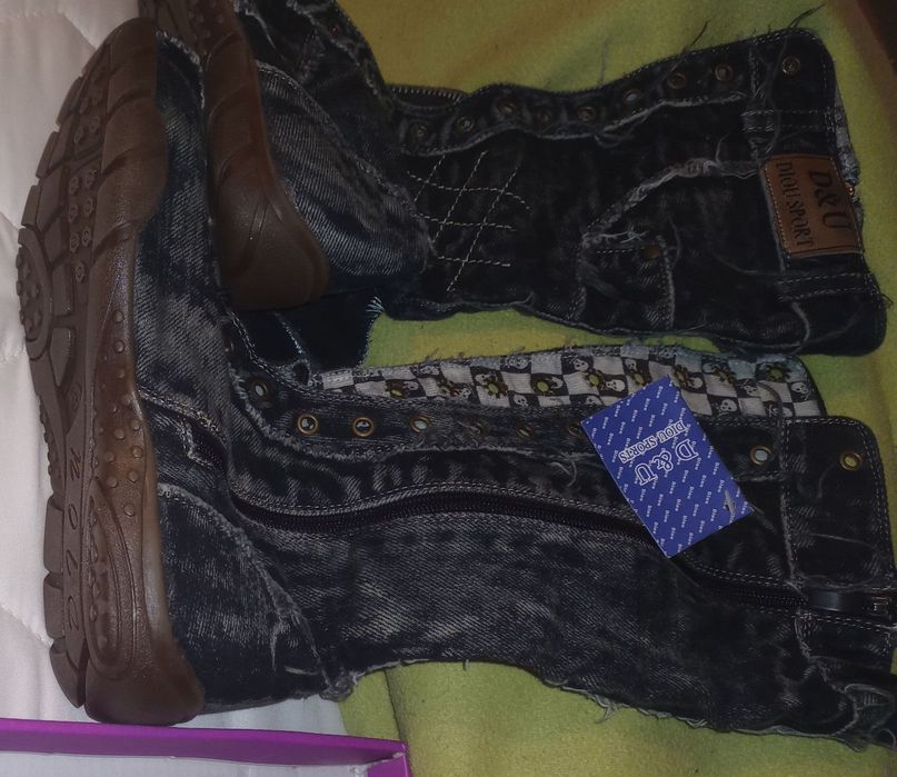 2 perechi ghete noi nr. 36/37/38/40 blugi/jeans/denim negru/bleumarin
