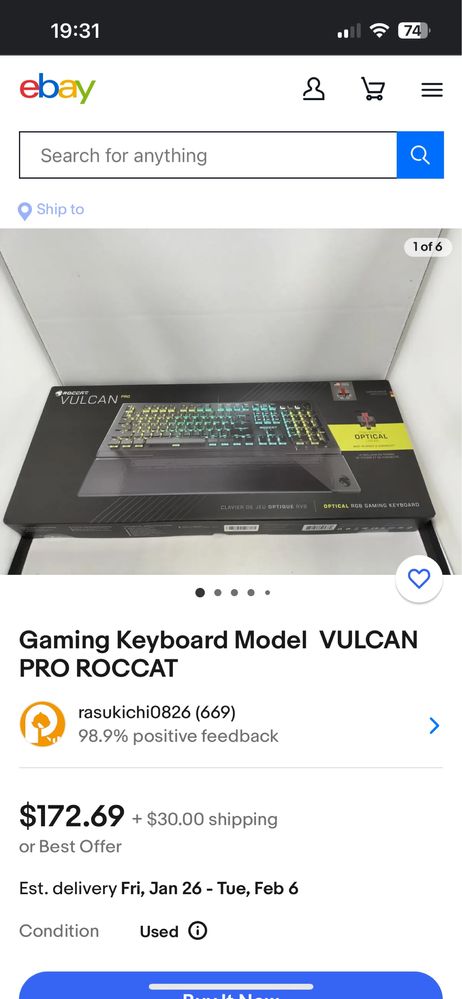 Tastatura Model  VULCAN PRO ROCCAT Nouă Sigilată