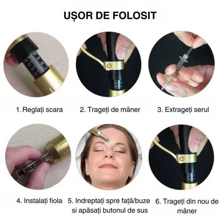 Hyaluron Pen nou + 10 cartuse (0.3 & 0.5 ml) | buze, riduri