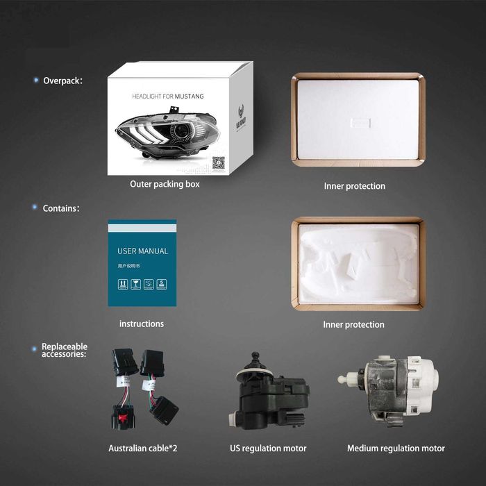 Комплект RGB фарове с динамични мигачи за Форд Мустанг 2018- Mustang