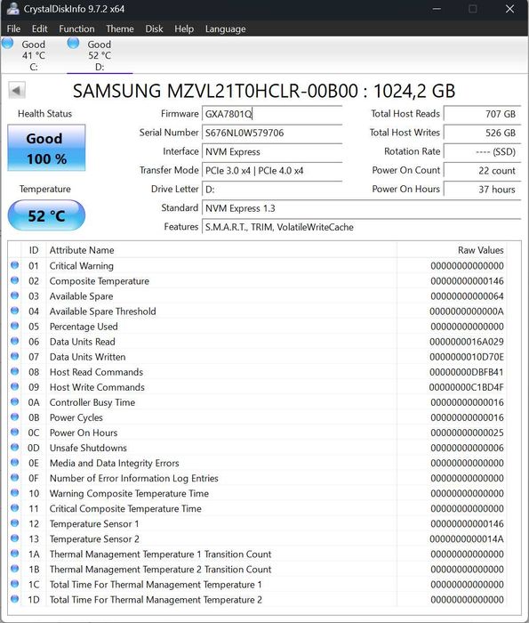 Накопитель диск SSD Samsung PM9A1 (MZVL21T0HCLR-00B00) — 1 Tb