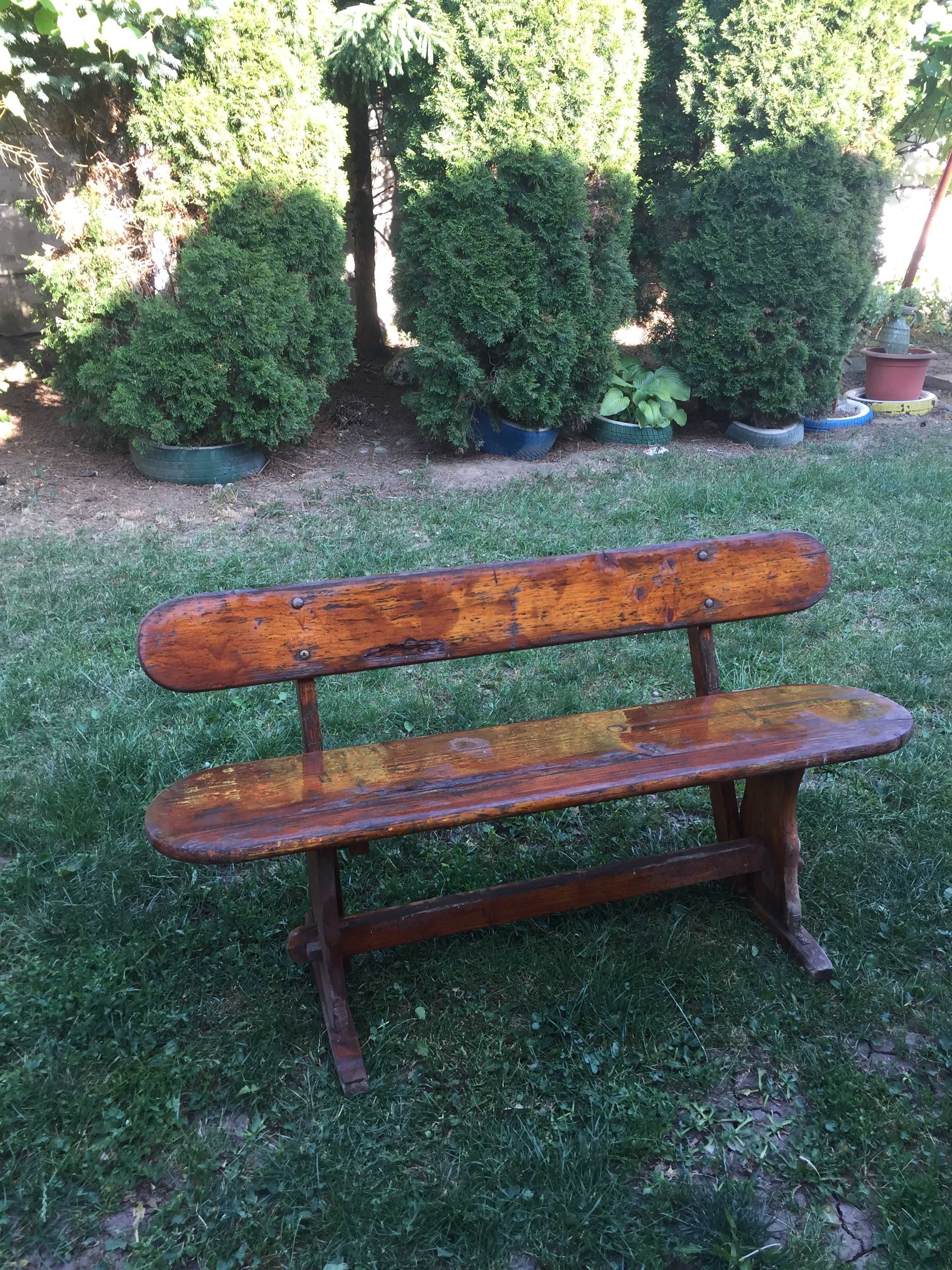 Mobilier rustic masa si 2 banci