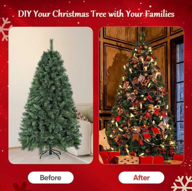 Brad artificial SALCAR 180 cm, Verde, Suport Metalic, Montare Rapidă