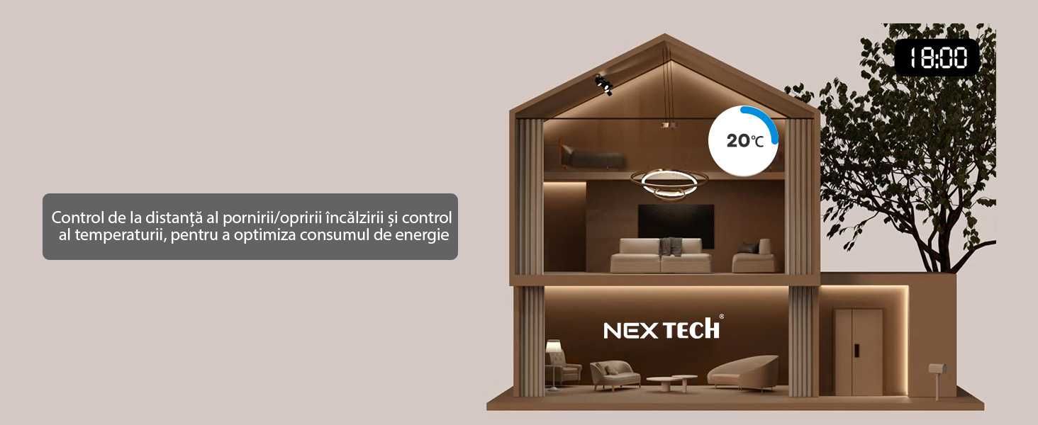 Termostat Smart WiFi NEX TECH® Kit 4 bucati si HUB inteligent