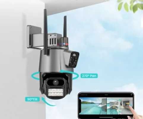 8 Mpx. Двойна вътрешна/външна WIFI камера+AI аларма/въртяща