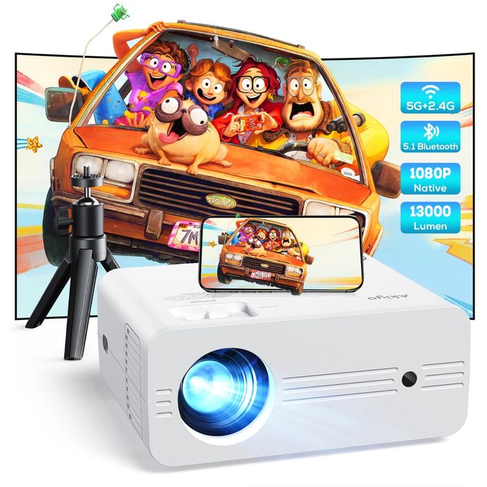 Proiector LED Akiyo O7, Wi-Fi, Bluetooth, Nou