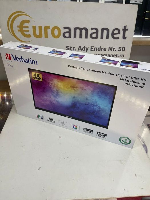 Monitor portabil Verbatim PMT-15-4K cu Ecran Tactil 15.6" Ultra -A-