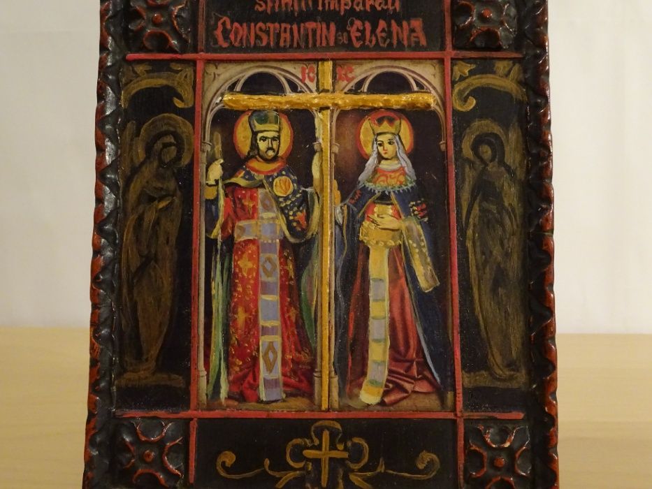 Icoana veche pe lemn, “Sfintii Imparati Constantin si Elena”