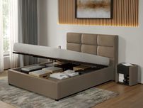 Pat tapitat Cico rabatabil 170 x 114 C1 din piele/stofa Bej Nube 11