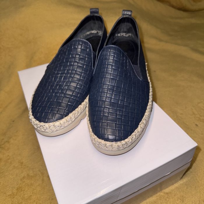 Espadrile damă piele - croco bleumarin