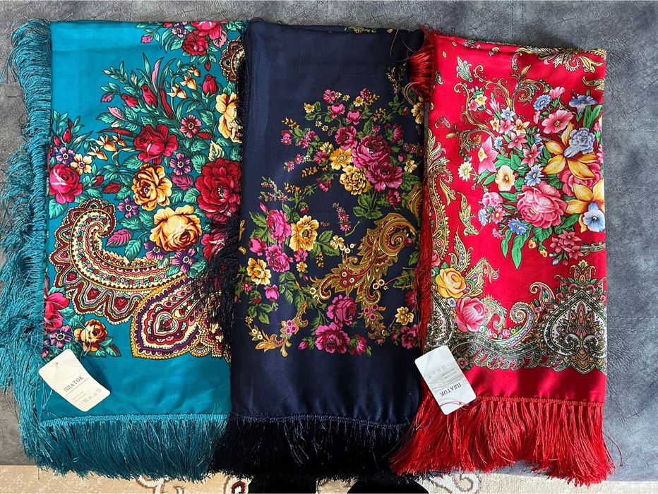 Палантины с Цветочным Узором и Бахромой