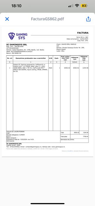 Pc Gamer cumparat anul trecut de la Emag