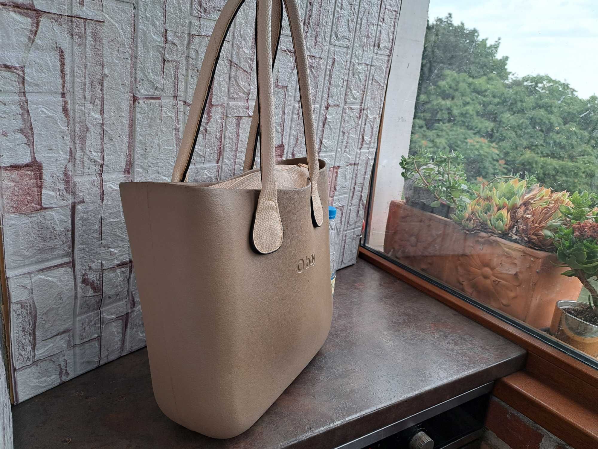 дамска чанта O BAG,бежово ,силиконова,голяма