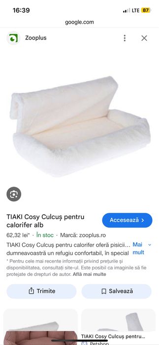 Pat pisici pentru calorifer alb pufos