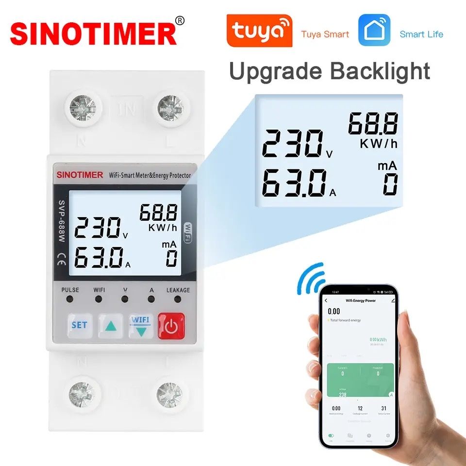 Protectie Supratensiune/Subtensiune Releu Sinotimer Wifi Tuya Contor