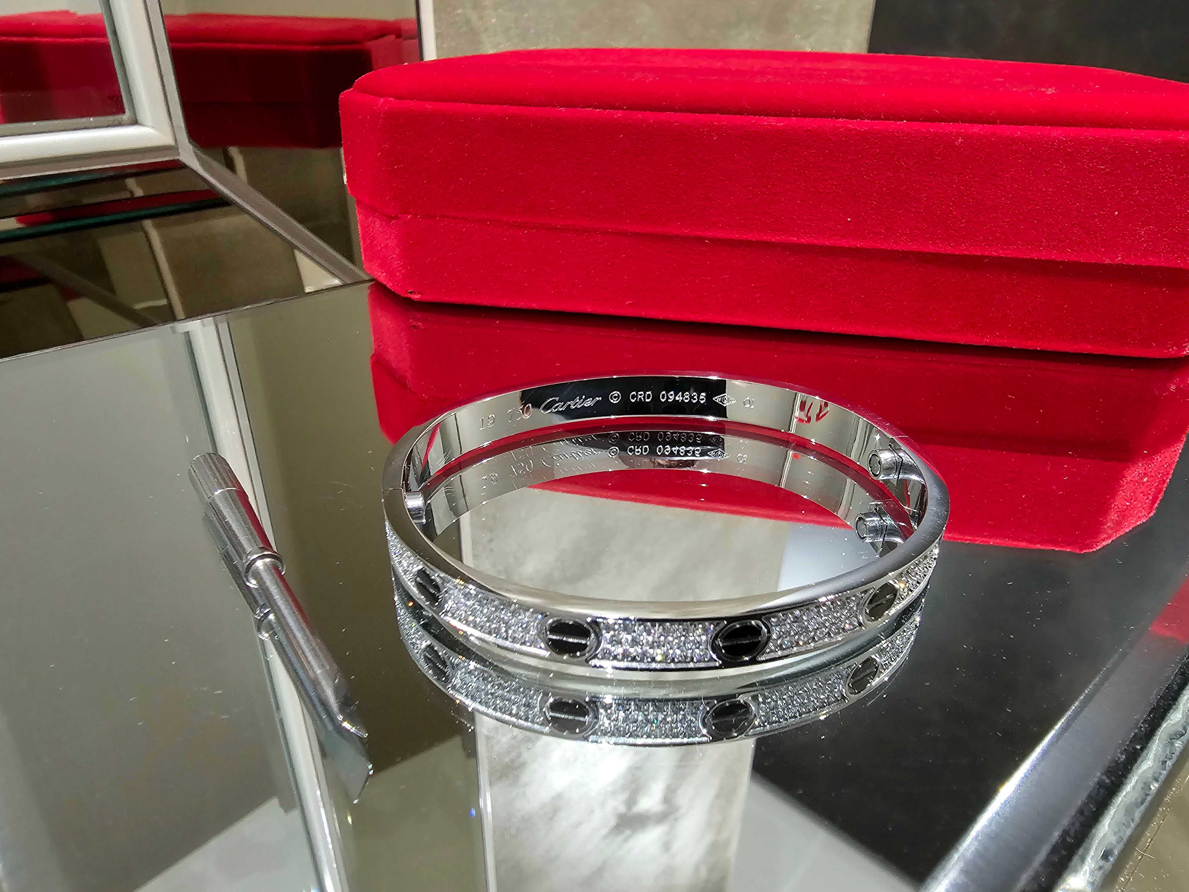 CARTIER Love Ceramic Paved White Gold Classic Diamond Гривна с Отверка