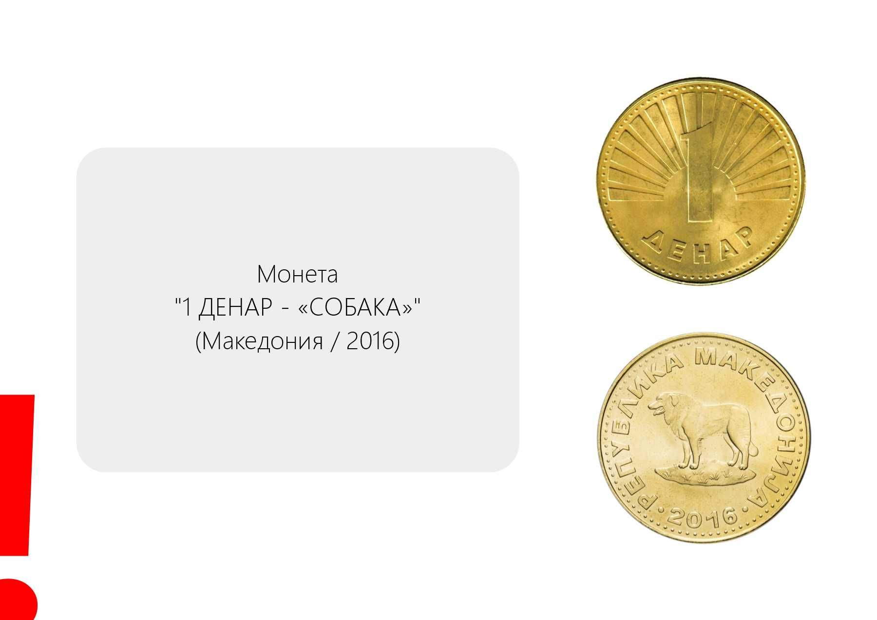 Монета "1 ДЕНАР - «СОБАКА»" (Македония / 2016)