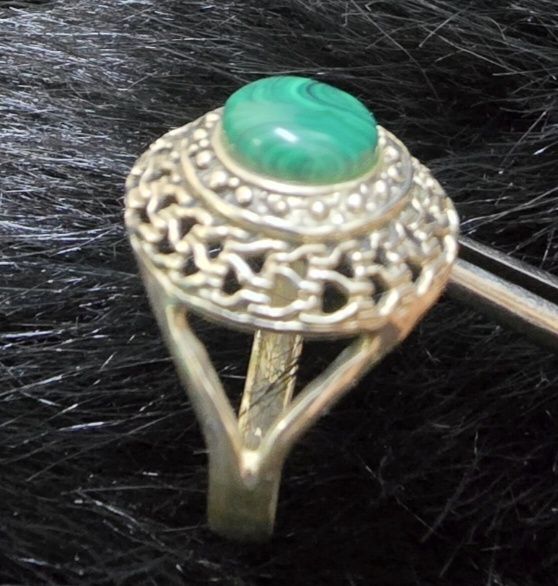 Inel argint 925 cu malachit