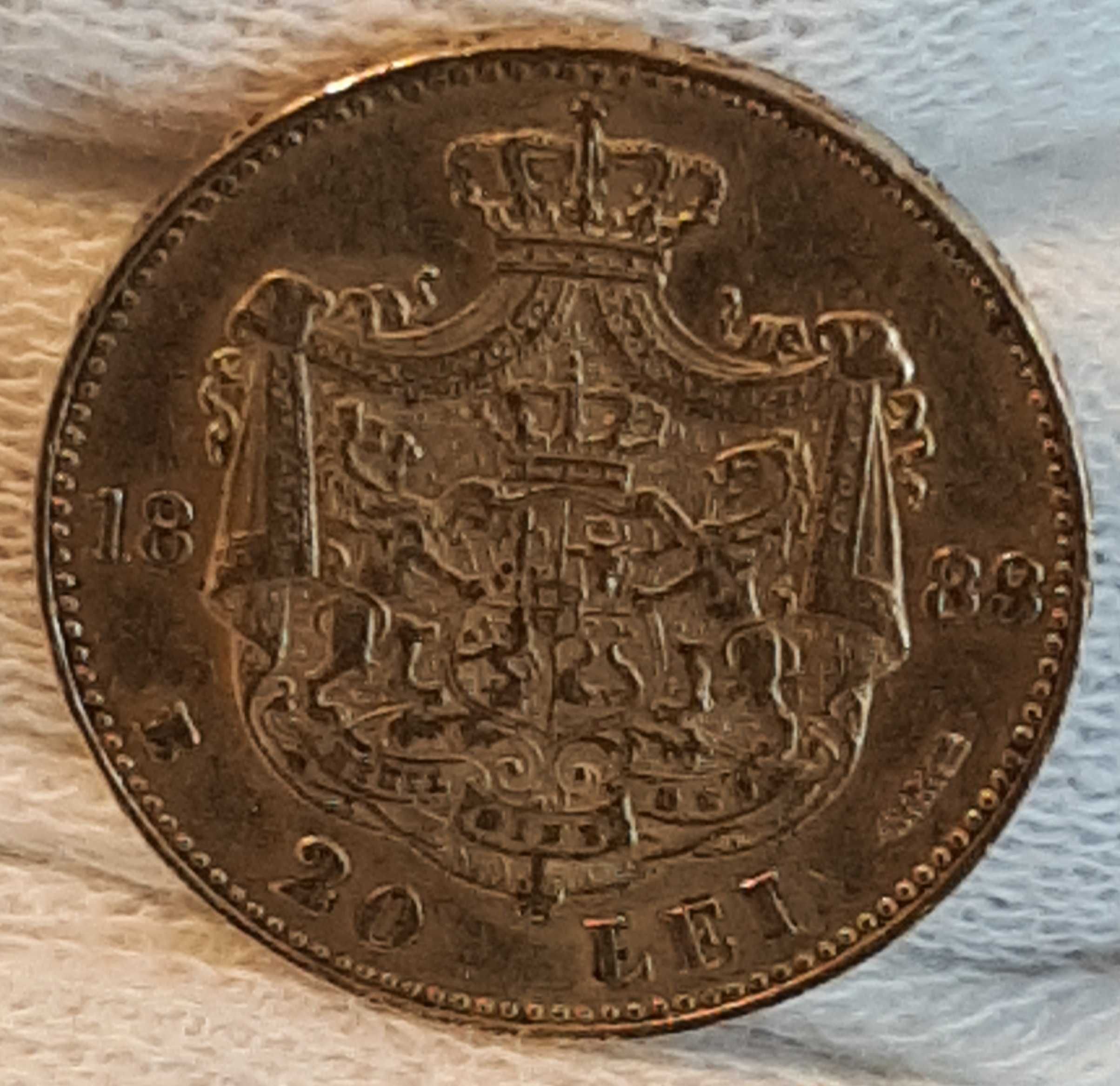 Moneda AUR 20 LEI 1883, Carol I, Romania