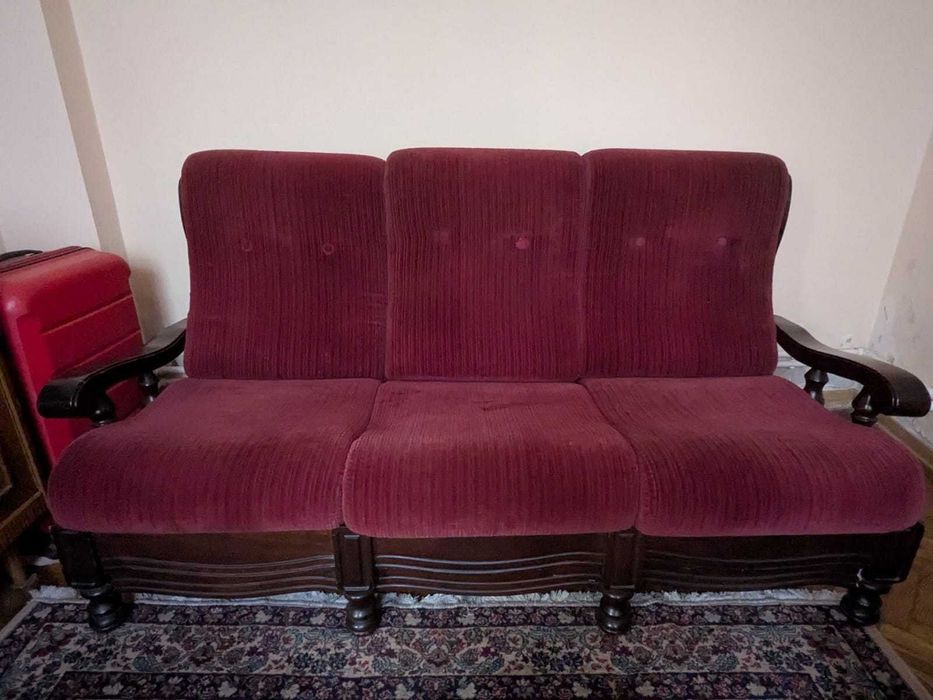 Canapea si 2 fotolii lemn masiv