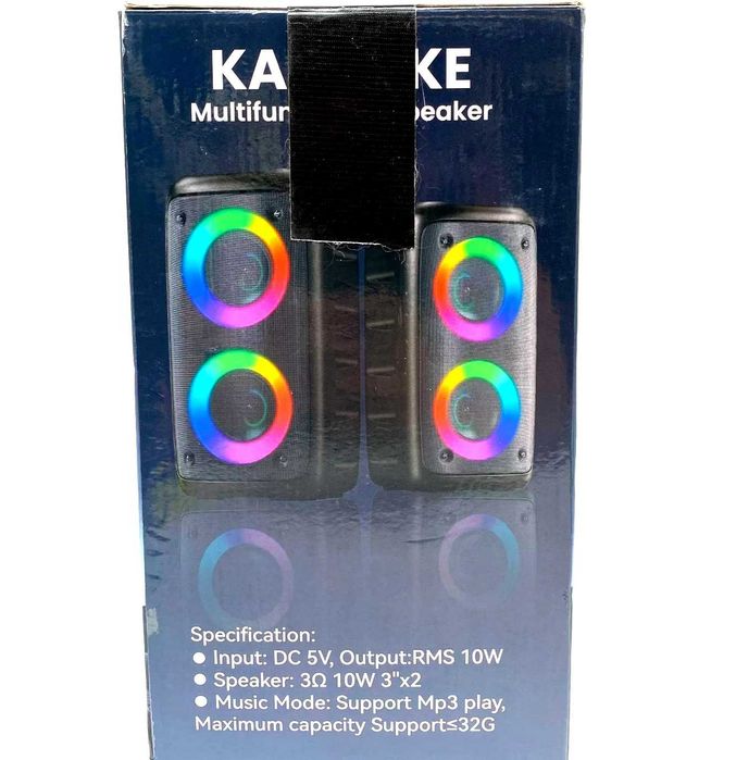 Караоке тонколона с два безжични микрофона и LED светлини! ЧИСТО НОВА