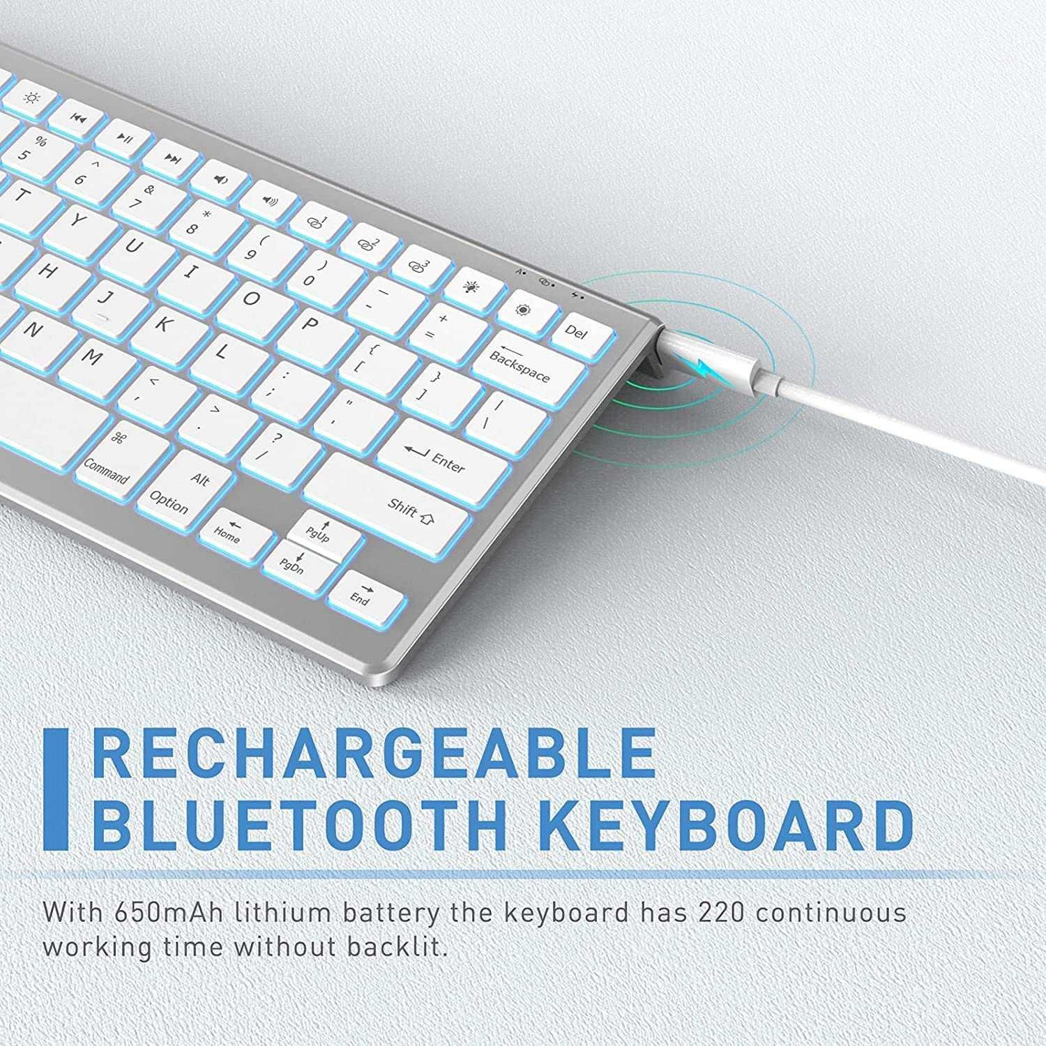 Безжична акумулаторна Bluetooth клавиатура с подсветка Jelly Comb