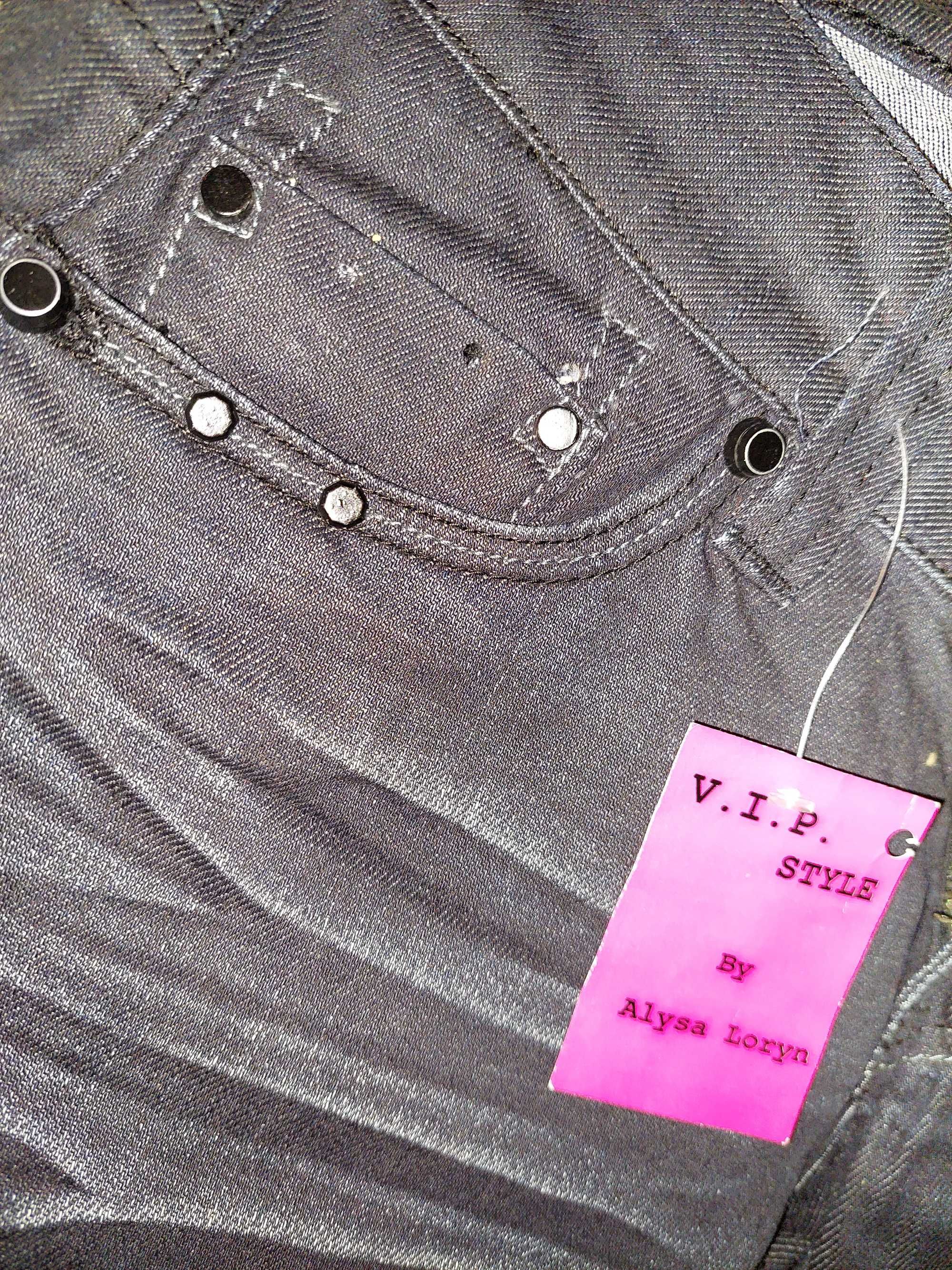 Blugi/jeans cu bijuterii si strasuri negre TRANSPORT GRATUIT