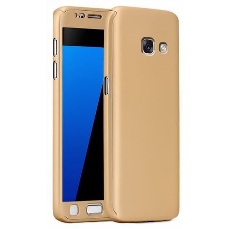 Full Cover (fata+spate+geam sticla) pt Samsung Galaxy A3 2017 Gold