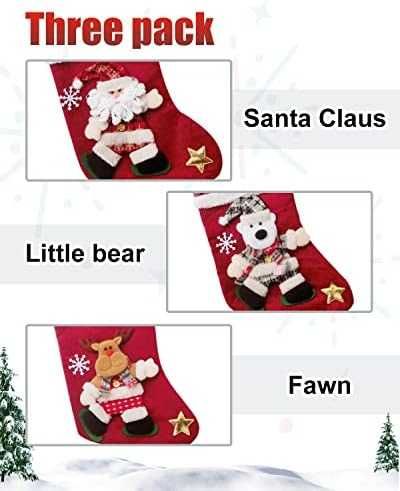 Нов Комплект коледни чорапи 3 броя Украса Декорация Коледа Дом Уют
