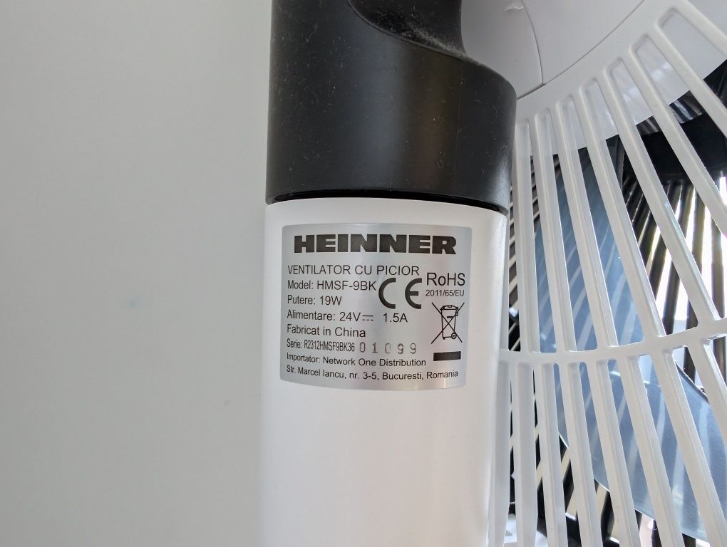 Ventilator de calitate cu picior Heinner HMSF-9BK foarte silentios