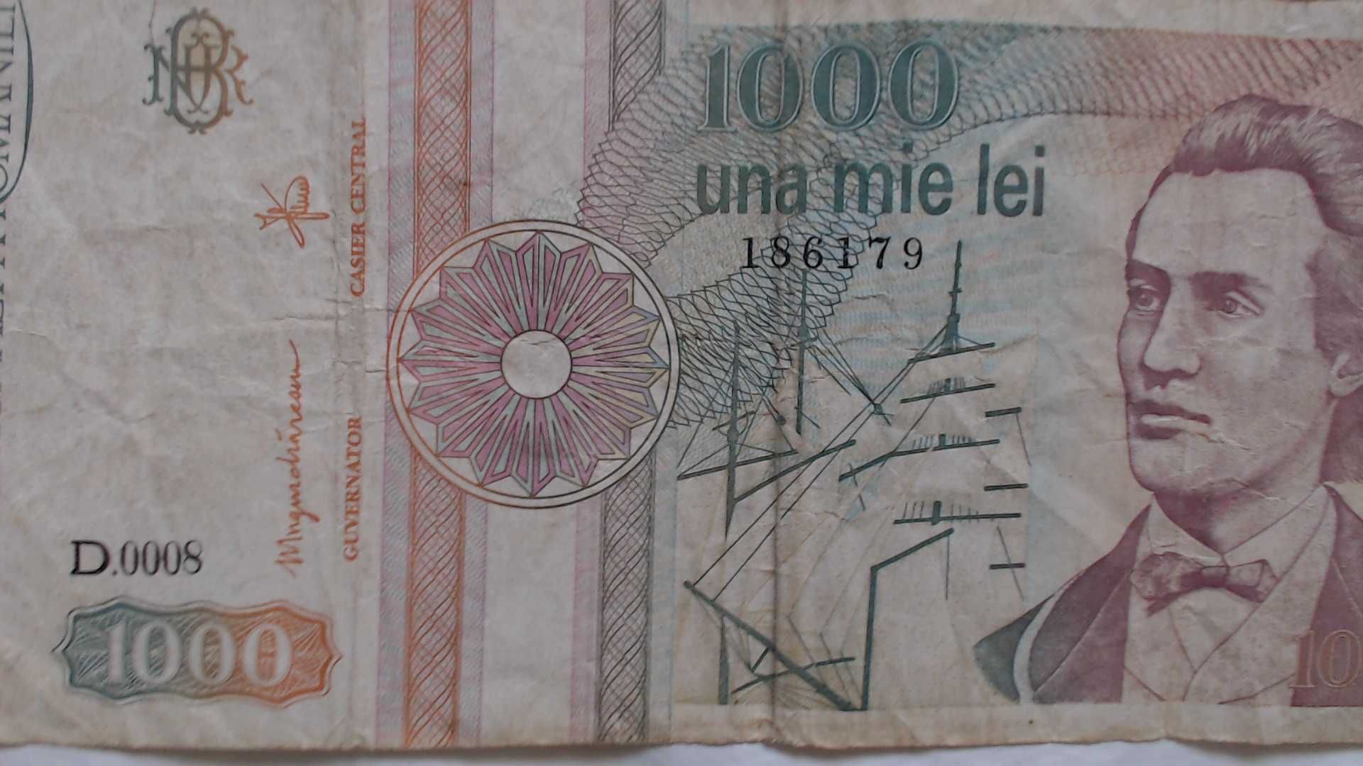 Bancnota Mihai Eminescu 1000 Lei din Septembrie  1991