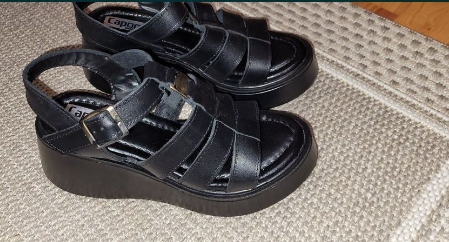 Sandale de damă din piele, negru, mr 36, Noi