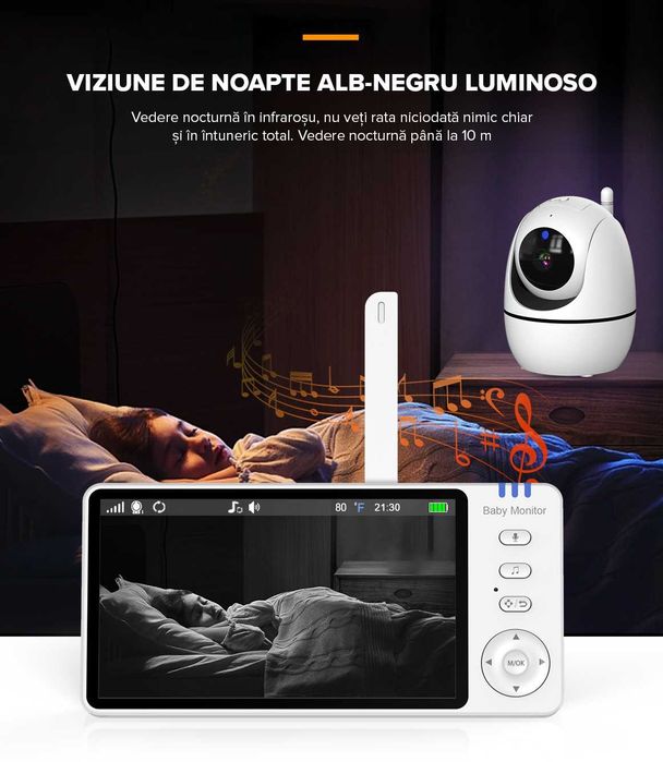 Baby Monitor WiFi Performtech™ NightVision HD, Suport Baby Monitor