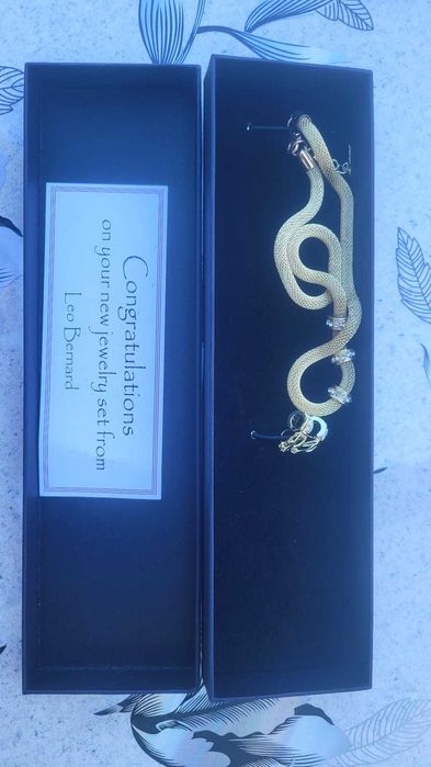 Set colier cu cercei suflate cu aur