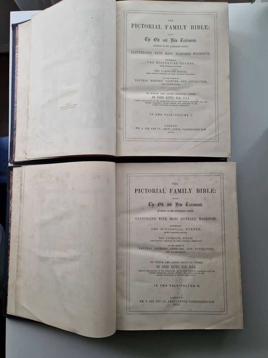 Antique   Pictorial Family Bible Biblia  (2 volume), 1852 , engleza