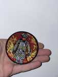 Patch/ Emblema Pompieri care iese din flacari Velcro/ Scai