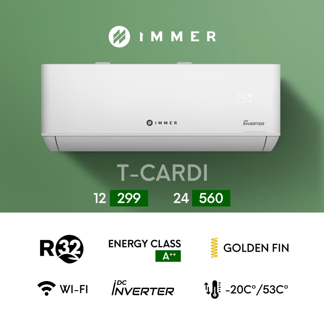Кондиционер IMMER T-CARDI 12/24 DC-Inverter Гарантия качество+Доставка