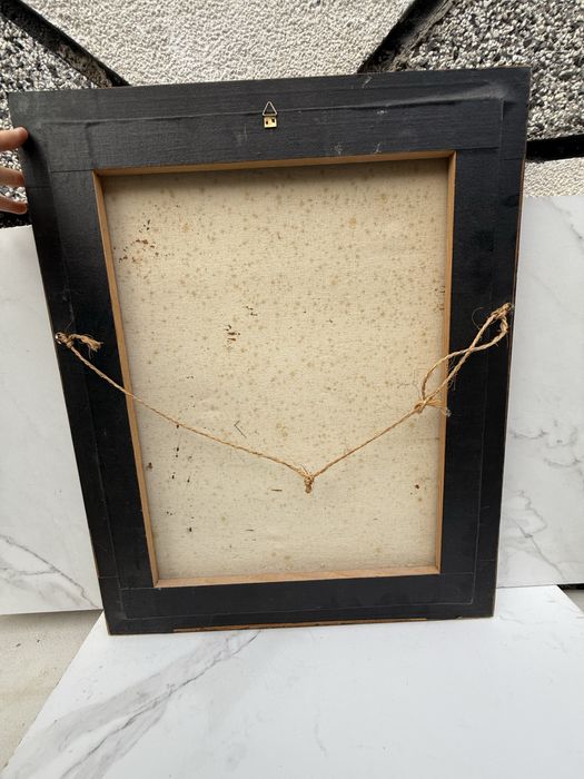 Маслена картина „Планински пейзаж“ с дървена рамка, Френски внос